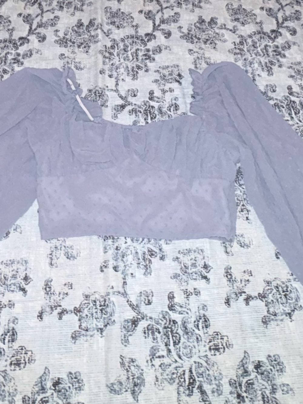 SHEIN blue Sheer Dot Off-Shoulder Crop Top